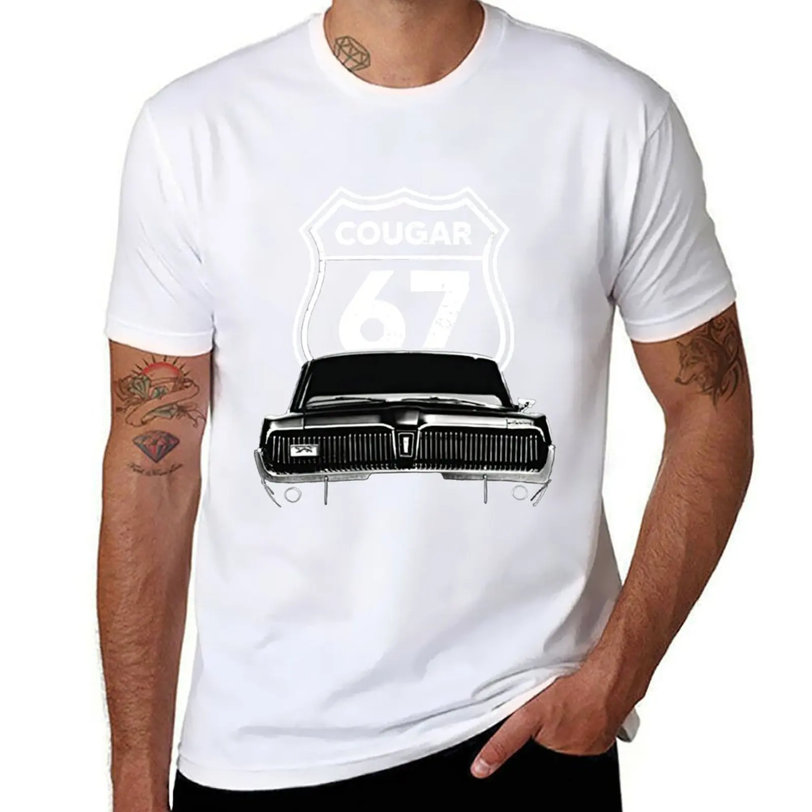 

1967 Mercury Cougar Front Grill View with Highway Sign T-Shirt Plus Size All Match Tee Shirt