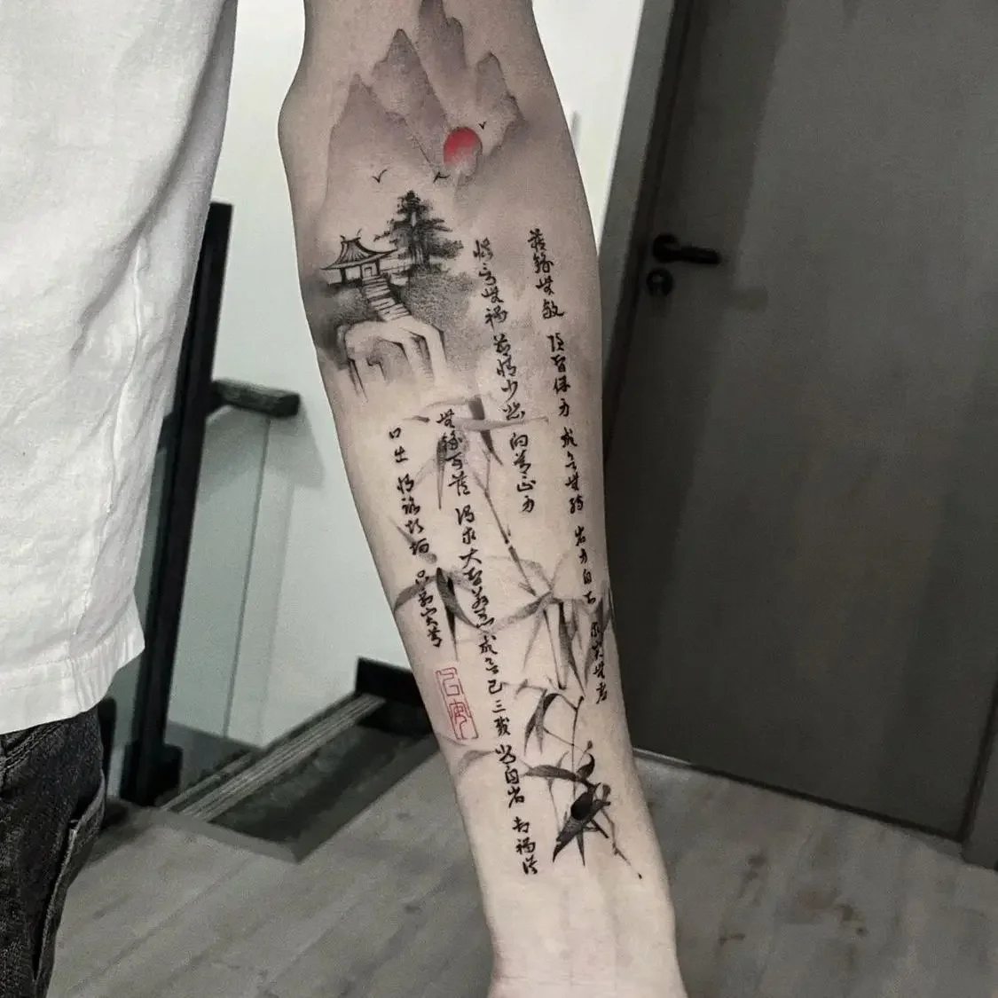

Herbal Chinese Landscape Temporary Tattoo Art Fake Tattoo Lasting Tatoo Sticker Arm Waterproof Stickers Tatuajes Temporales