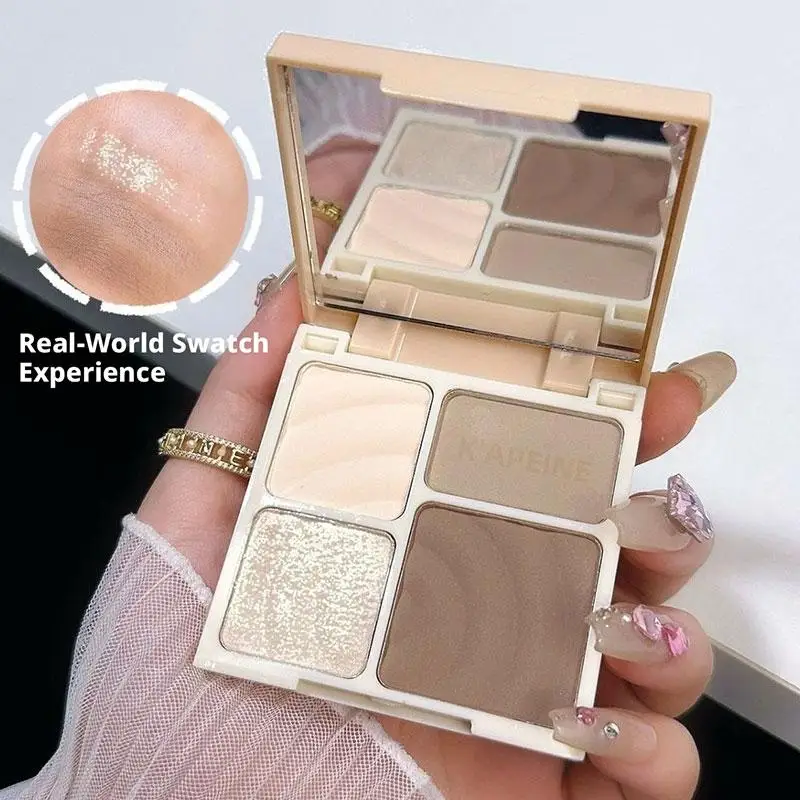 4-Color Matte Highlighter & Bronzer Palette Long-Lasting Contouring Face Shading Powder Natural Glow Brighten Nose Shadow