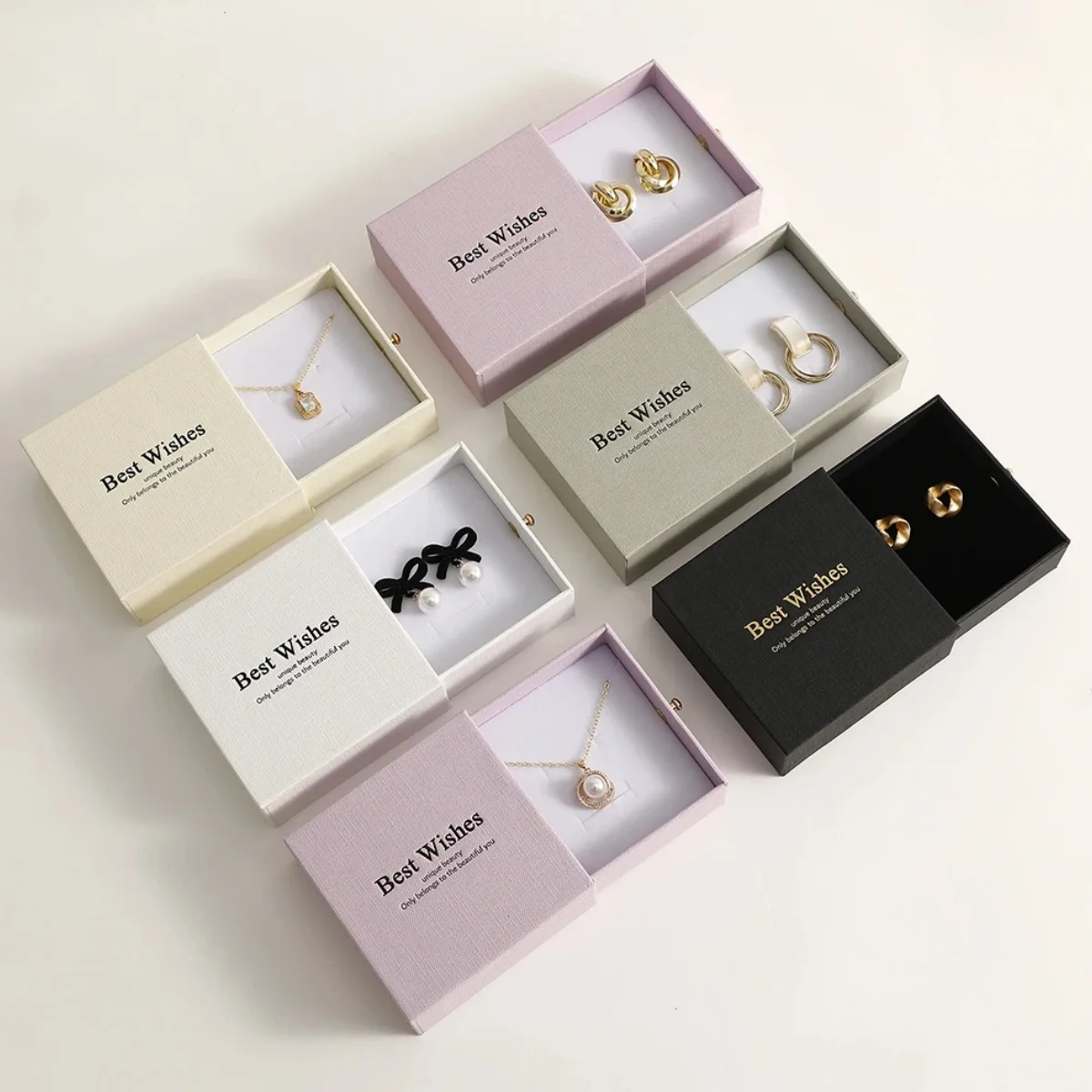 50 pieces gift box with rivets carton multicolor ring necklace box bracelet box jewelry box with sponge pad custom personalized