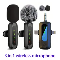 3 in 1 Lavalier Microphone Wireless Mini Mic For Phone/Tablet/PC Video Recording Clip-on 2 Mics For Vlog Podcast Content Creator