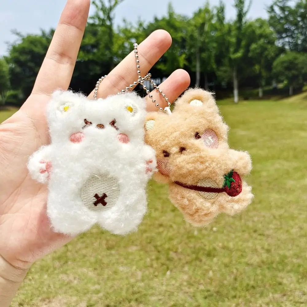 Plush Toys Gifts Plush Bear Shaped Keychain Blue Pink White Pink Mini Plush Doll Pendant Stuffed Animals Toy