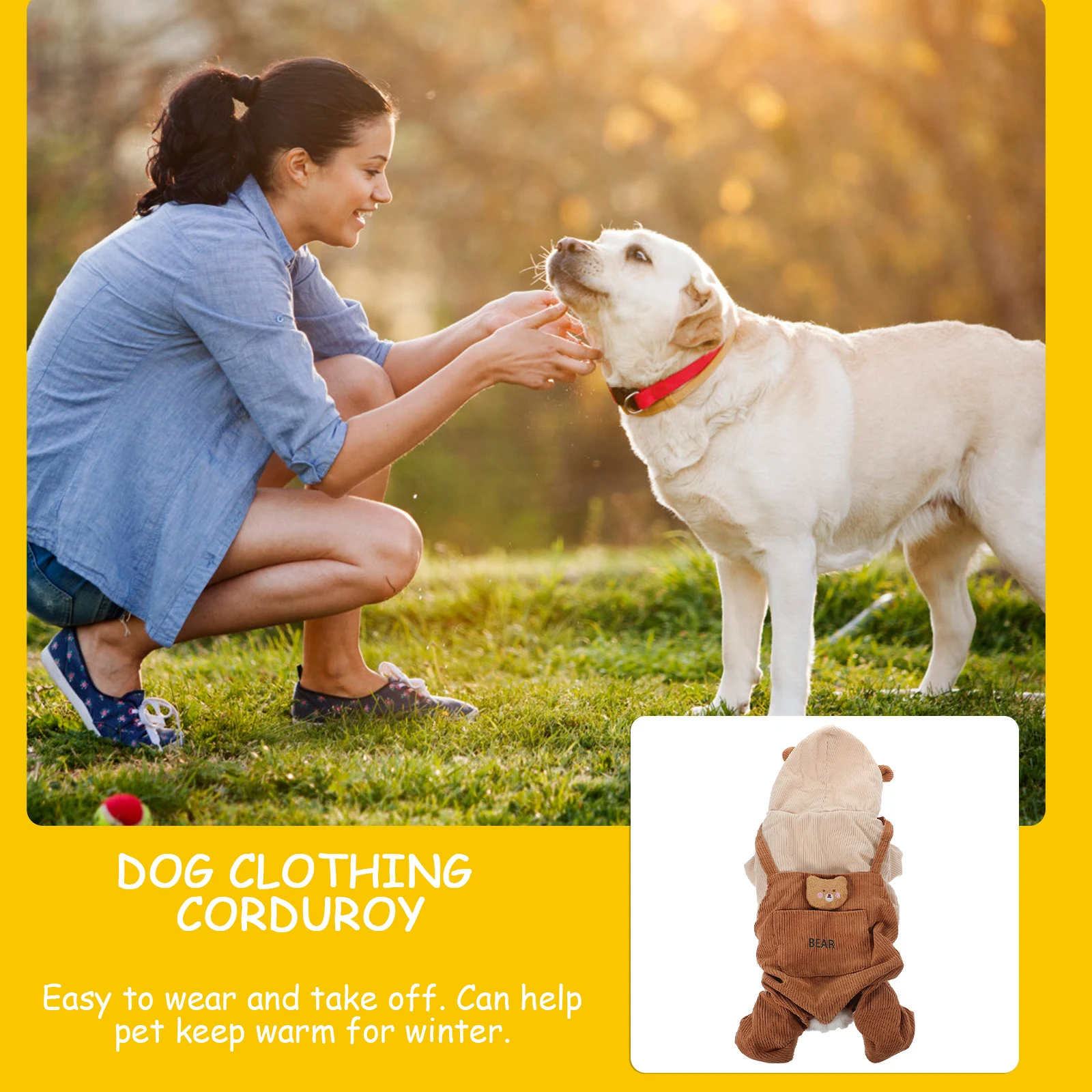 

1pc Winter Pet Dog Clothesdog Jumpsuit Thickening Warm Lightweight Comfortable Clothing For Small Dogs Cats Easy Wear Xl Coffee