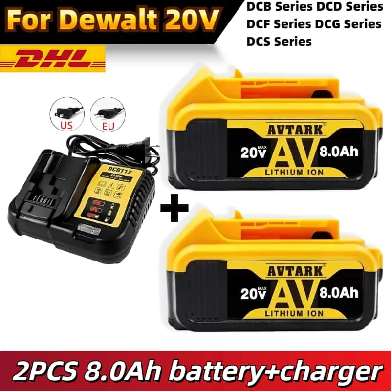 

20V Battery Compatible with dewalt power Tools DCB184 DCB200 DCB181 DCB182 DCB201 DCB206 18V 12Ah rechargeable Lithium batteries