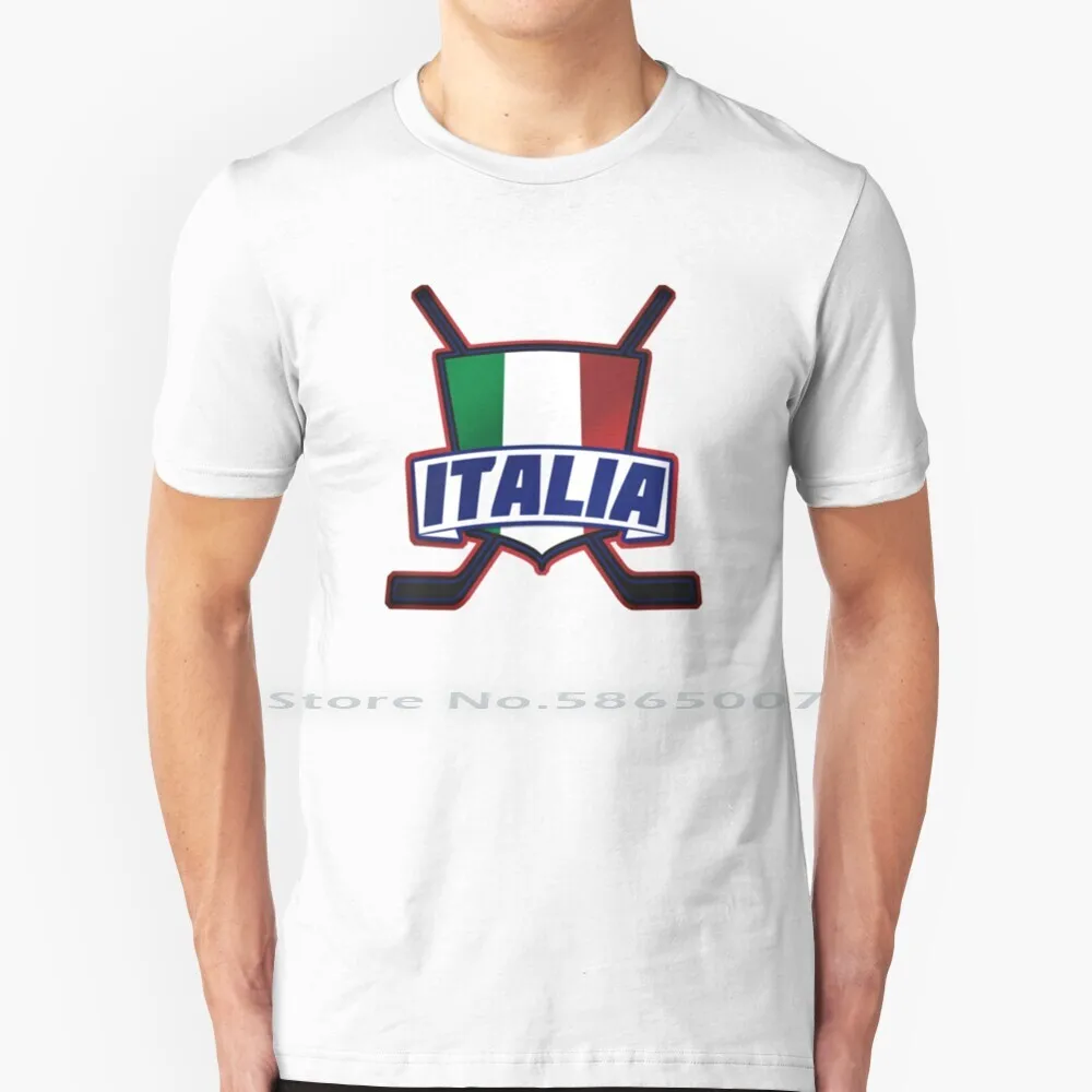 Italian Hockey Logo Flag , Hockey Su Ghiaccio 100% Cotton T Shirt Hockey Su Ghiaccio Italian Ice Hockey Italy Italian Flag