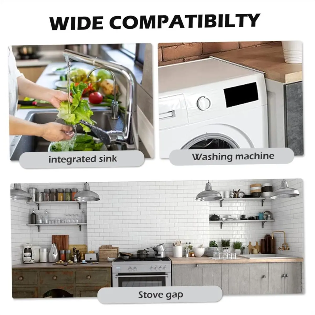 Stove Covers 2PCS Kitchen Worktop Edging Strip 23in Stove Counter Cover Stainless Steel Stove Filler Heat-A09G