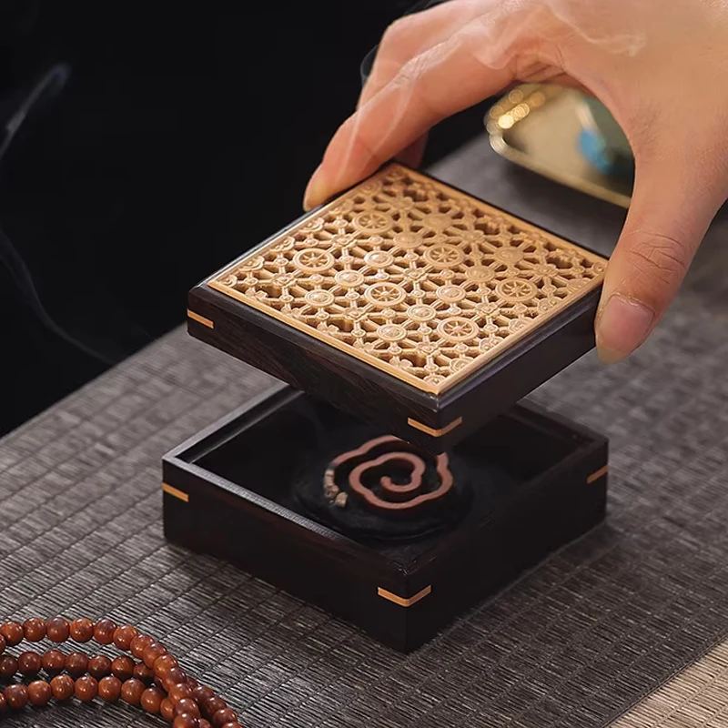 

Chinese Style Purple Sandalwood Square Incense Burner Plate, Creative Home Living Room Supplies, Small Aromatherapy Furnace, 1Pc