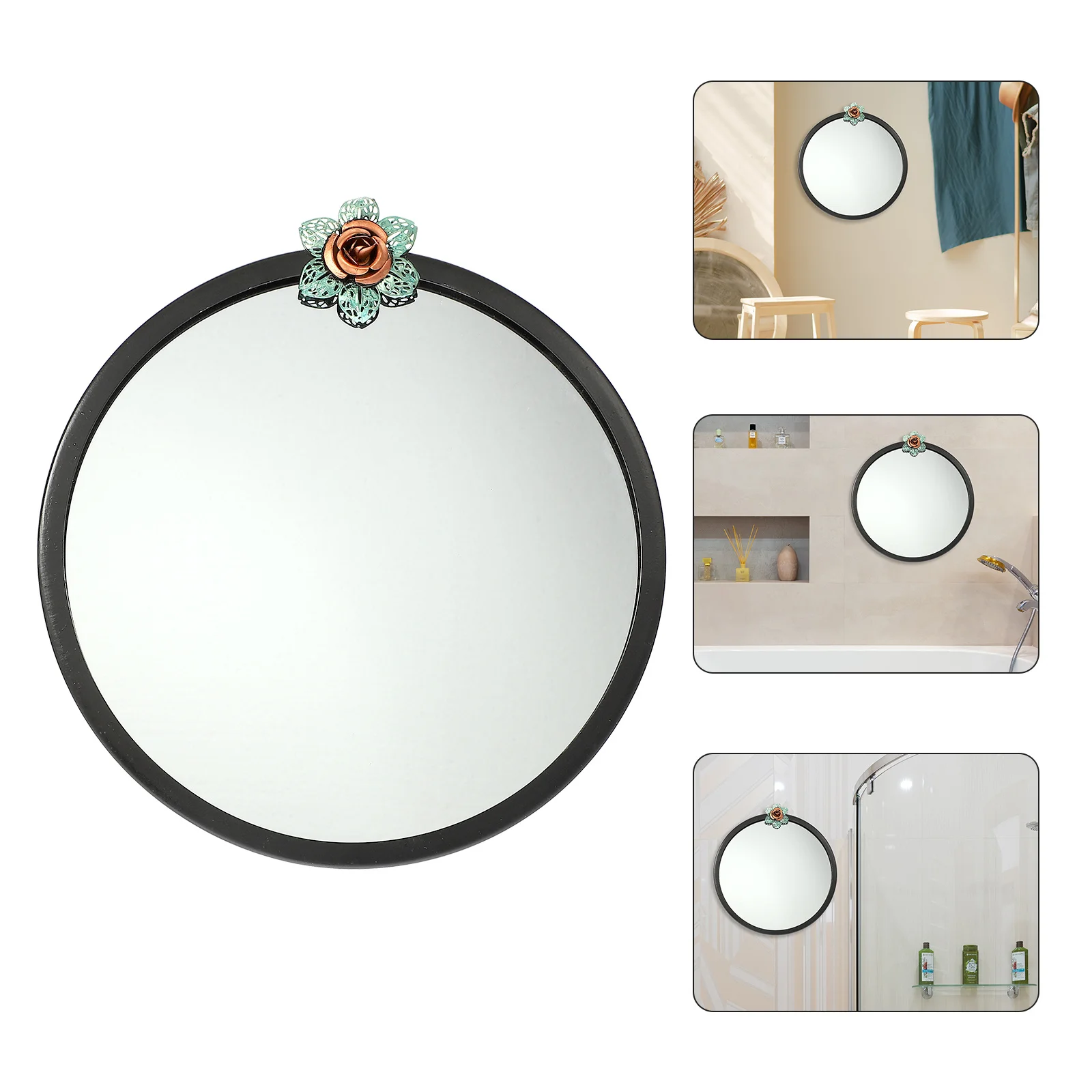 Badezimmer-Eisenspiegel, rund, zur Wandmontage, dekorativ, zum Aufhängen, Make-up-Kosmetikspiegel, schlicht, schick, Wanddekoration, Make-up-Zubehör