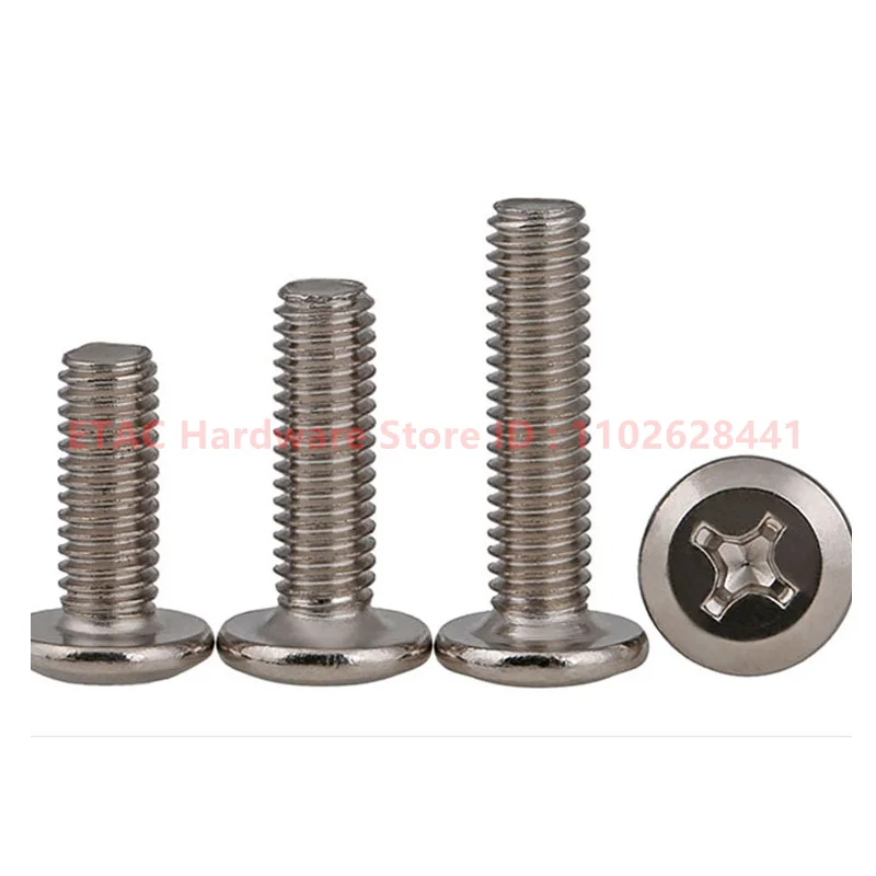 304 Stainless Steel Beveled Screws Cross Round Flat Head Hypotenuse Screw Furniture Bolts Nickel Plated Bolt 3mm-150mm Length