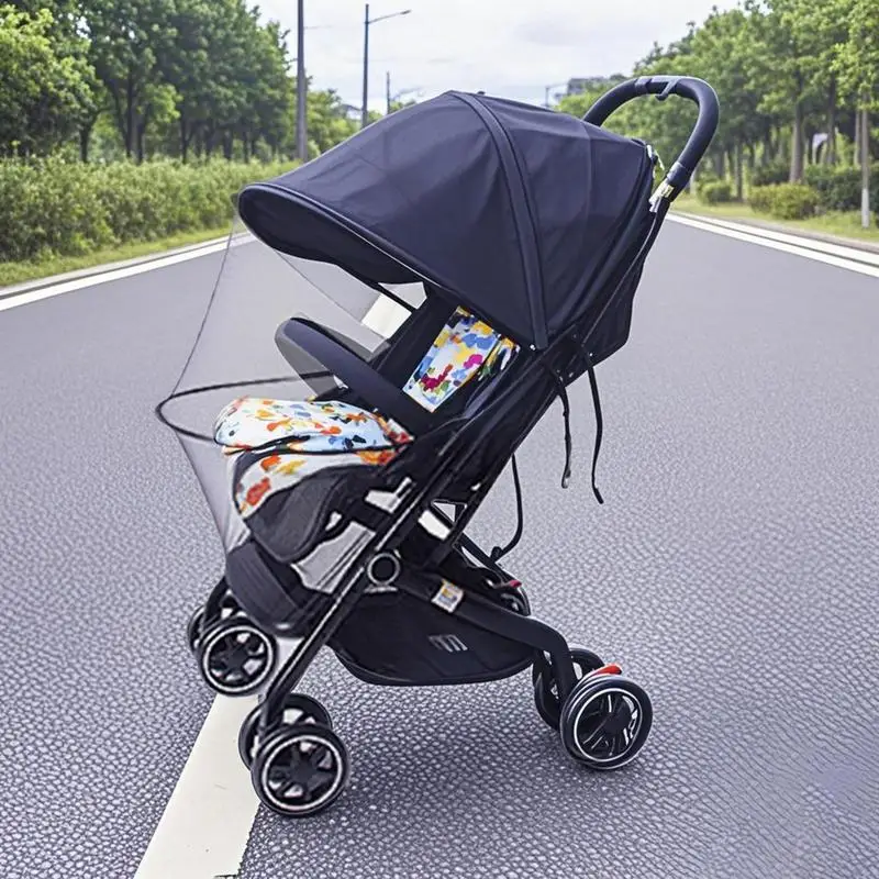 Stroller Sunshade UPF50 Stroller Gnat Mesh Net Canopy Breathable Two-Way Zipper Bassinet Attachment For Outdoor baby Travel