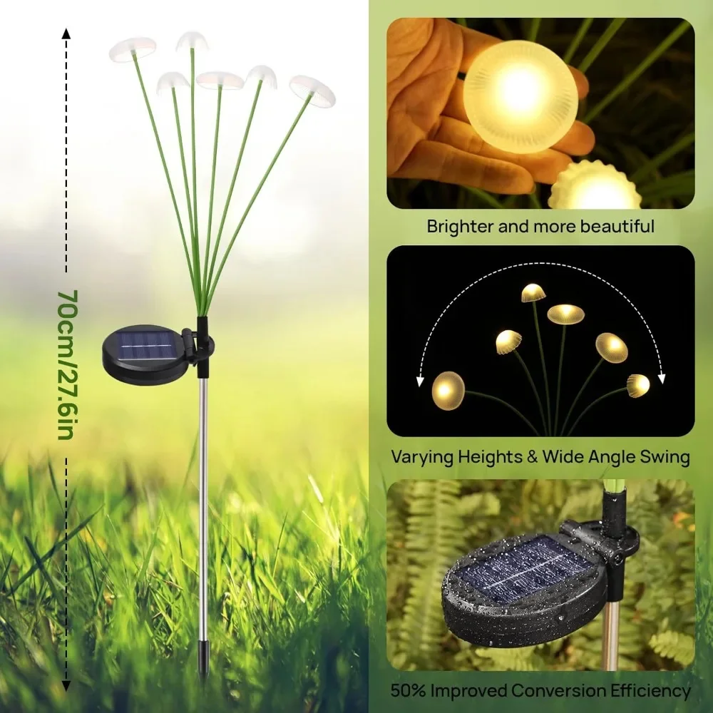 

Solar Mushroom Lights Solar Lights Outdoor Dual Mode LED Waterproof Decor Yard Patio Pathway Jellyfish for Garden Decoration