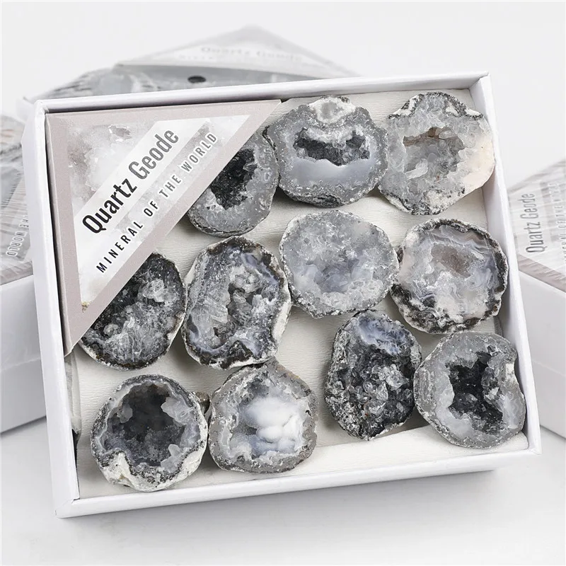 Natural Crystal Hollow Hole Cut Mexican Agate Treasure Basin Original Stone Natural Color Gift Box Decoration Ornament