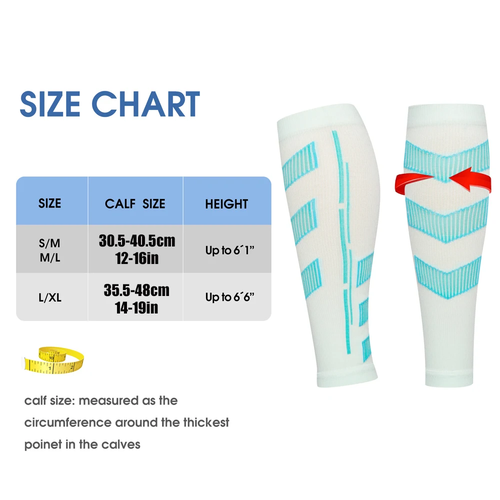 1Pair Calf Compression Sleeve for Men & Women, Footless Compression Socks 20-30mmHg for Leg Support, Shin Splint, Pain Relief