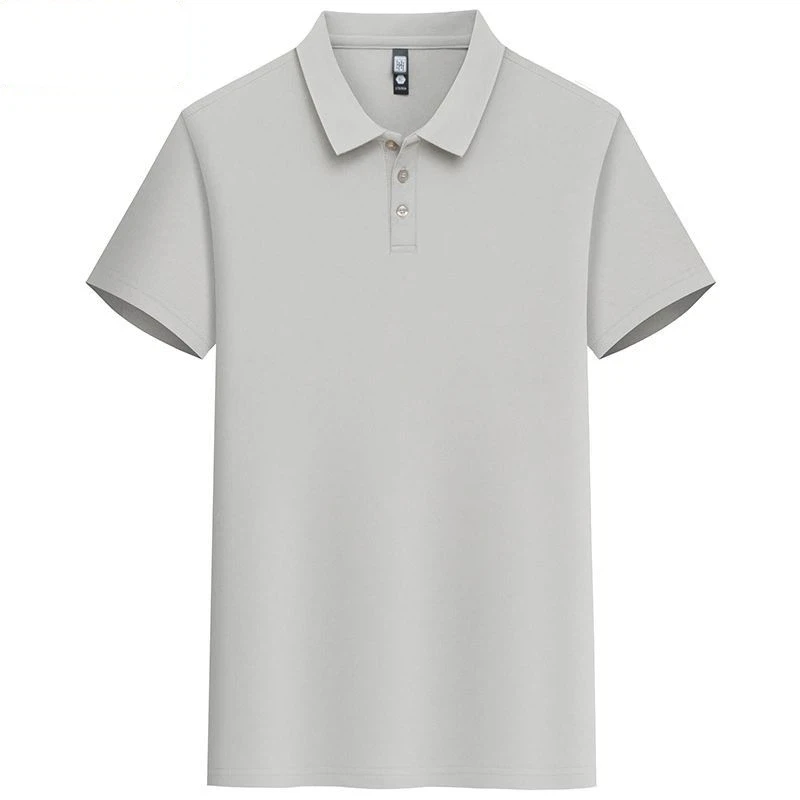 Men Middle Aged Ice Silk Polo Shirt Lapel Short Sleeve Loose Casual Dad Tops S 4XL