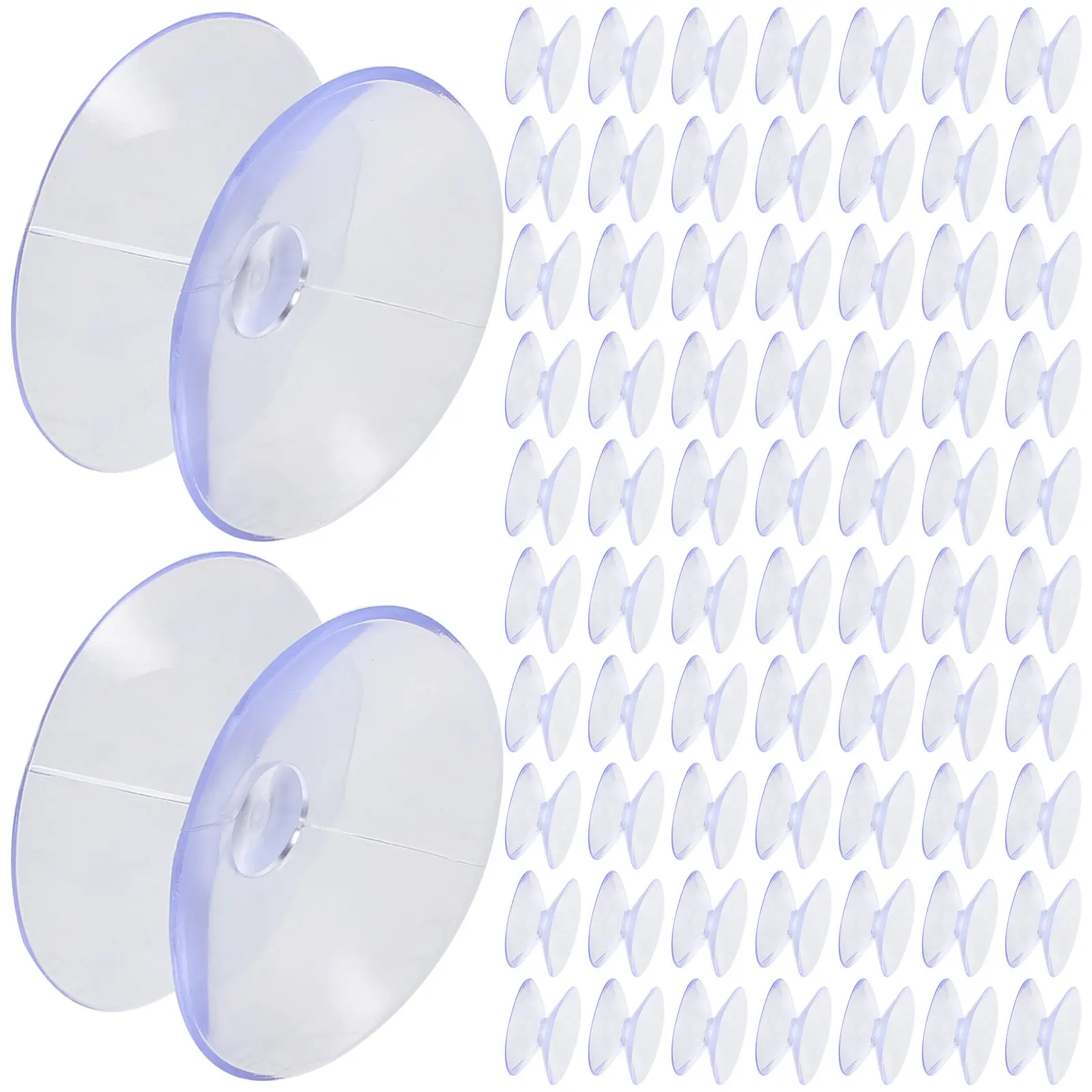 100Pcs Double-Sided Suction Cup Hooks No-Drill Easy Press Secure Hold for Glass Table Tops Windows Mirrors Reusable Mini Suction