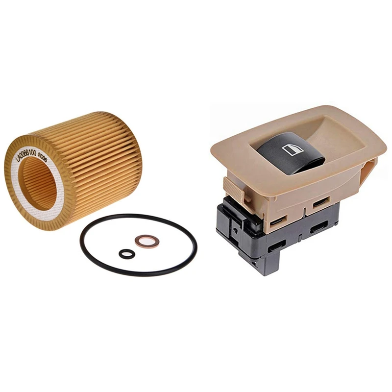 Engine Oil Filter Hu816X with Passenger Side Front/Rear Window Lifter Button Switch,for Bmw E60 E82 E88 E90 E92 E93