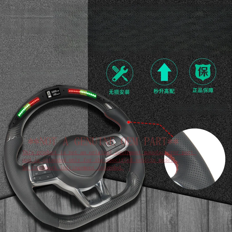 For Volkswagen Steering Wheel Horn Cover R Line LED Carbon Fiber Upgrade for Bora Santana Polo Jetta Caddy GTI Decorative Cover