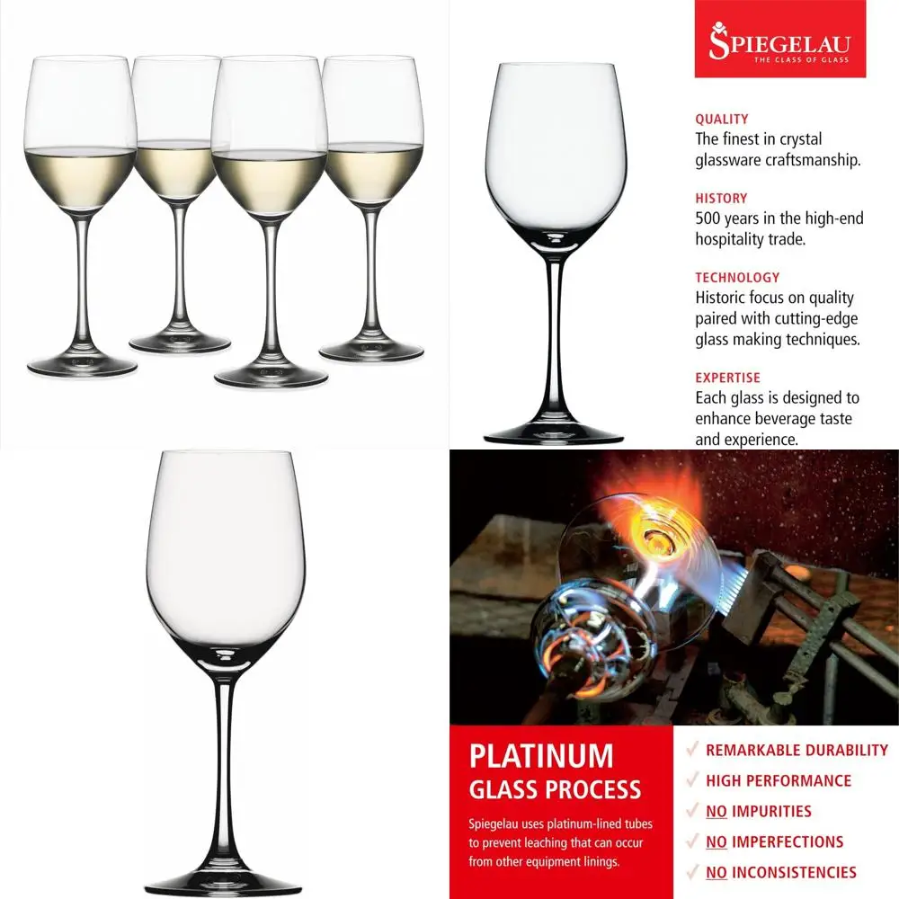 

European Crystal White Wine Glasses Set of 4, Classic Stemmed, Lead-Free, Dishwasher Safe, Professional Quality, Ideal for Wine