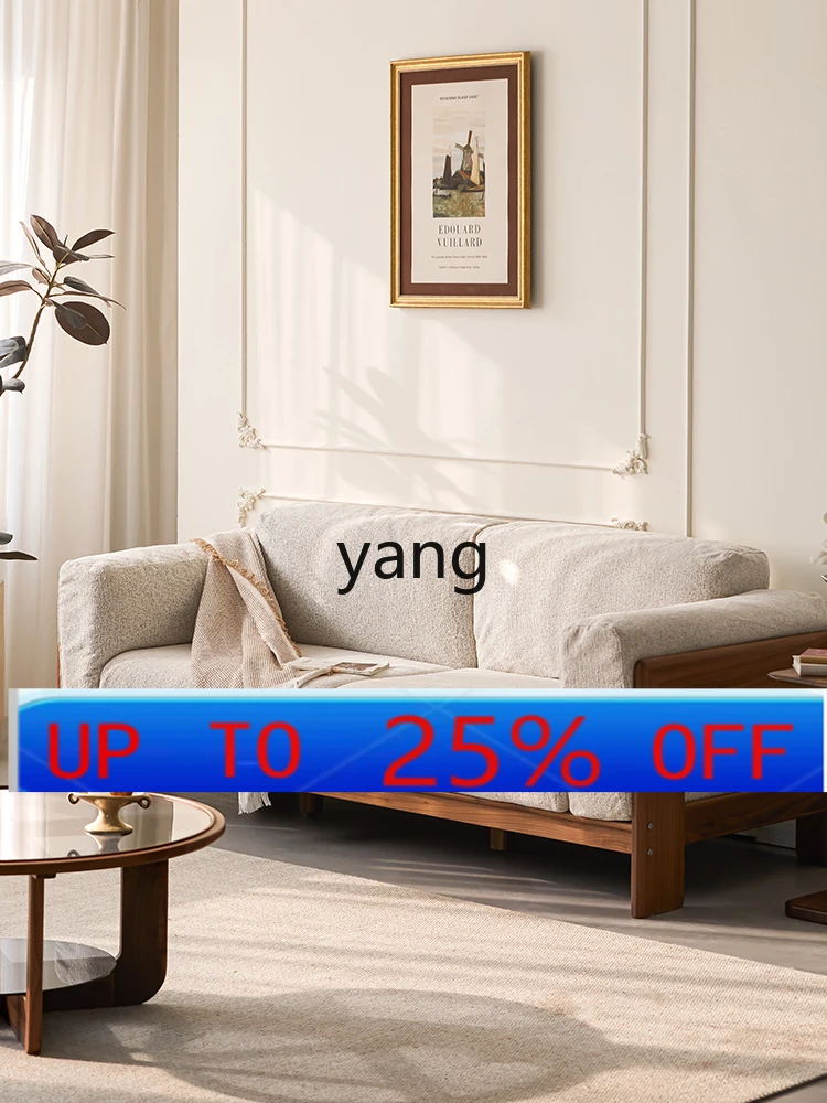 

LMM living room fabric straight row three-person winter and summer dual-purpose module black walnut sofa