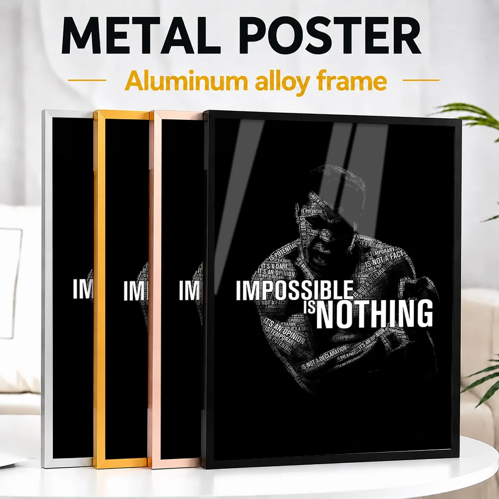 Impossible Is Nothing Quote Framed Metal Poster Personalized Bold Typography Wall Art Perfect Within Office As Dream Chasers