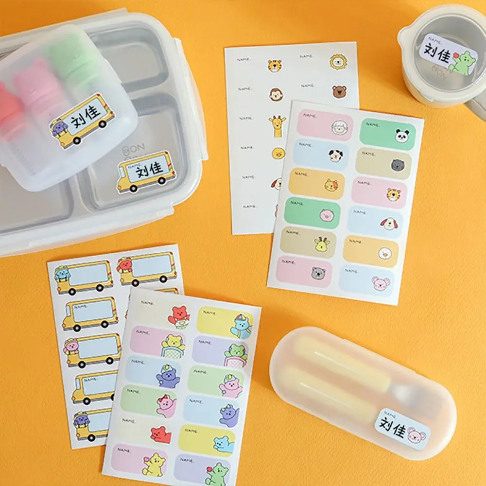 10Pcs Custom Name Sticker Self-adhesive Handwritten Name Labels Sticker Student Stationery Cartoon Name Tag Sticker