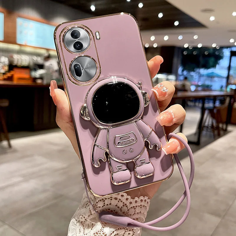 

For OPPO Reno 11 Pro Case Luxury Electroplated Astronaut Phone Case For OPPO Reno 11 11Pro Soft Silicone Cute Back Cover Funda