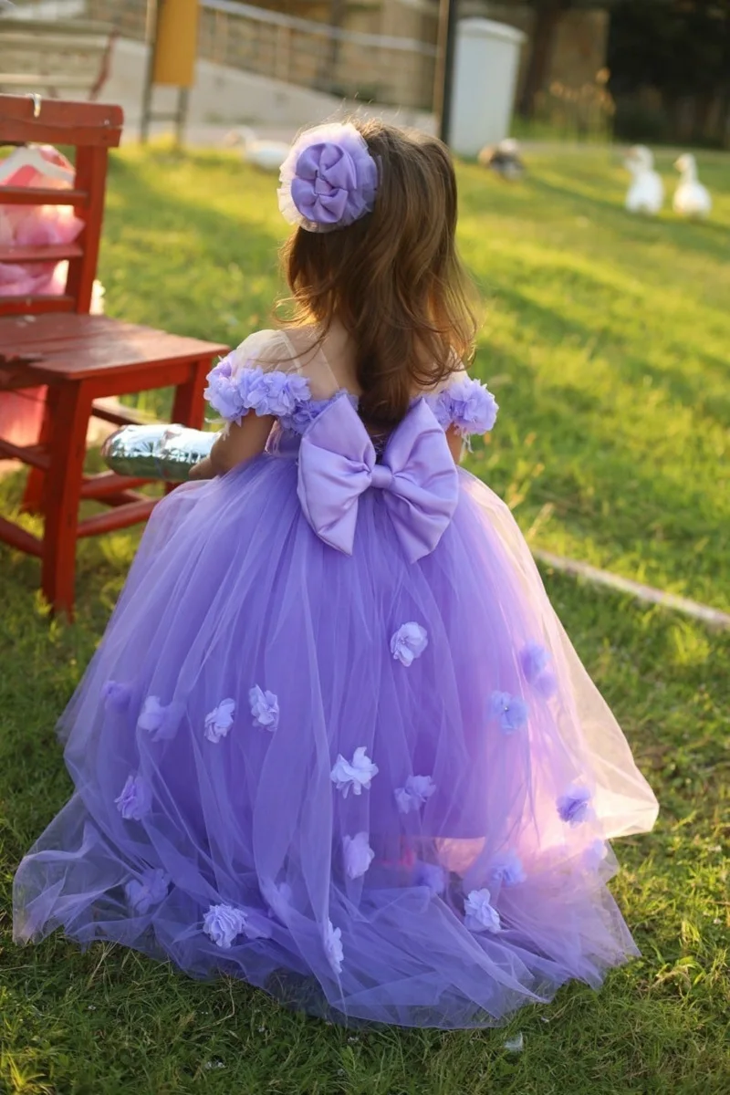 CAN ac-Robe à Fleurs 3D en Tulle pour Fille, pour Premier Anniversaire, avec Grand Nministériels d, pour ixde Concours de Princesse, Personnalisée