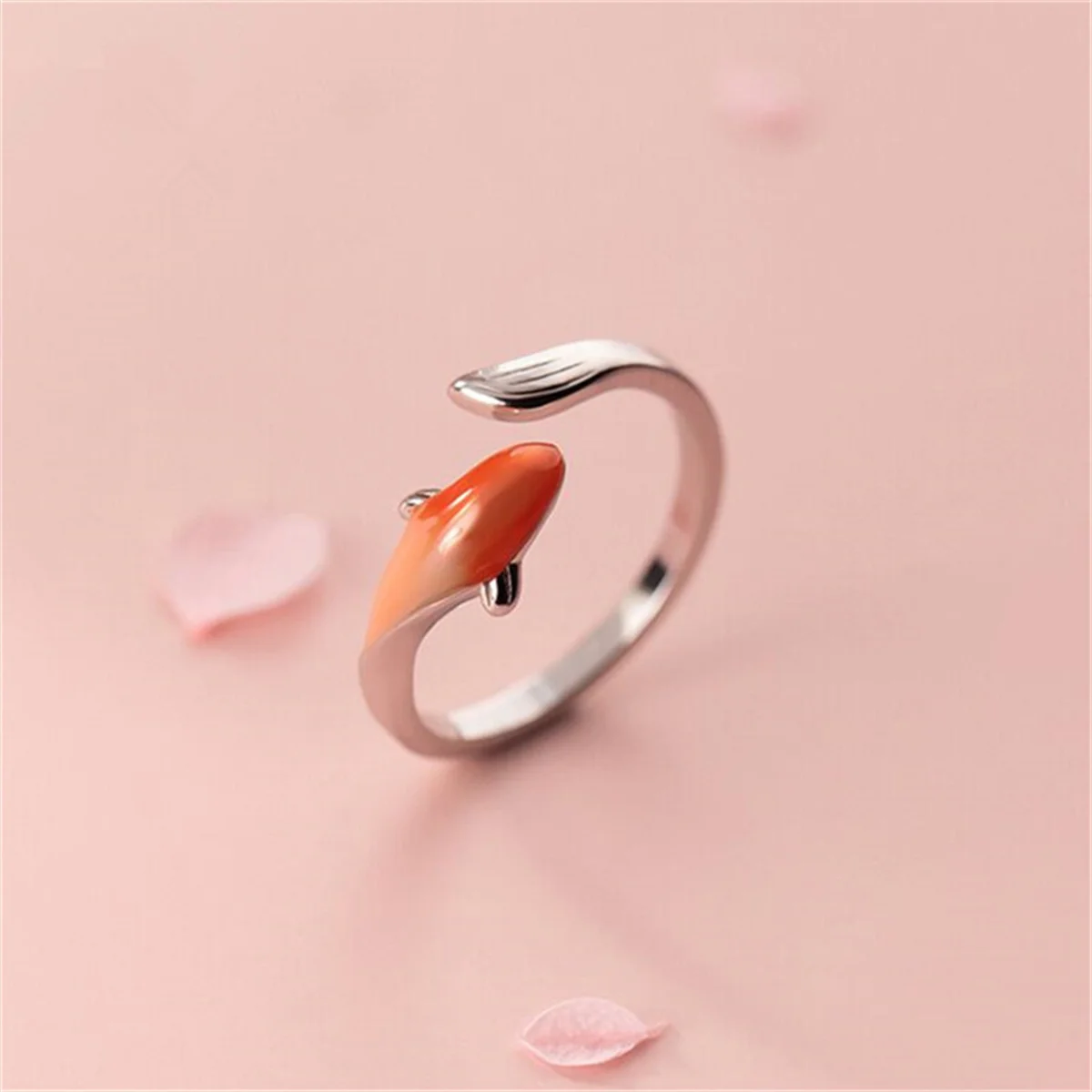 Vintage Lucky Koi Fish Opening Rings For Women Fashion Silver Color Metal Lotus Flower Clouds Finger Ring Good Luck Jewelry Gift