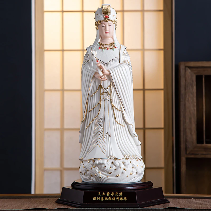 

Southeast Asia Efficacious protection High grade Ceramic Goddess of the Sea Mazu Guanyin God HOME shrine altar FENG SHUI statue