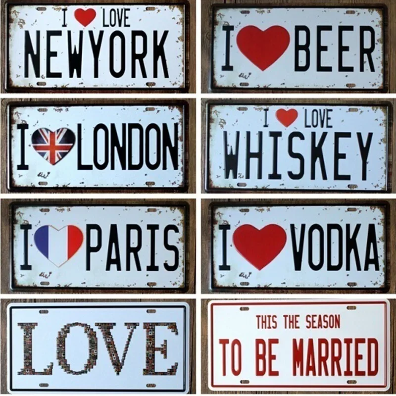 Retro Vintage New York Tin Signs for Bar Coffee Home Decor License Plates Matel Sign Plaque 15x30CM