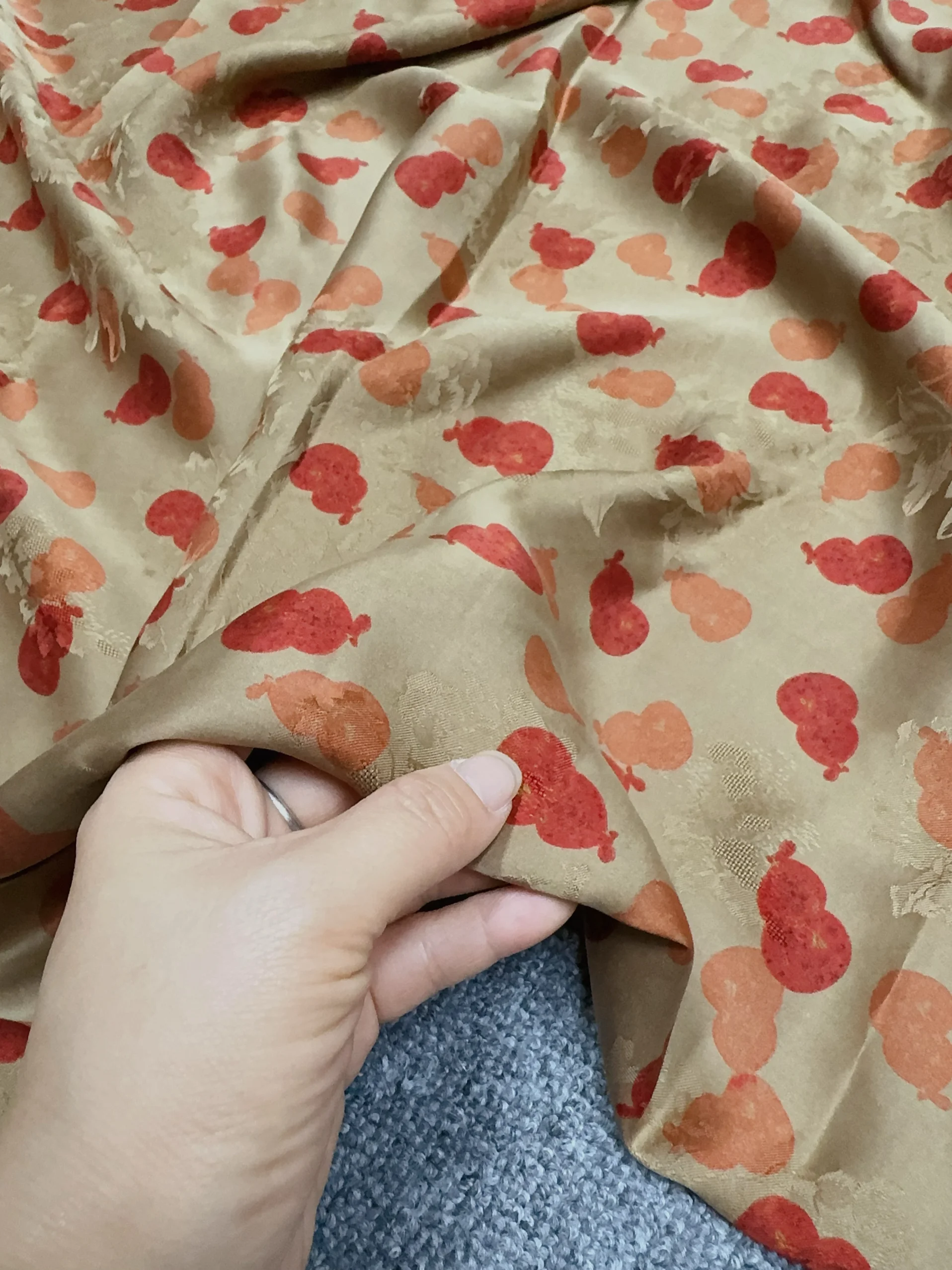Small Calabash New Transparent Flower Rose Red Cloud Yarn Silk Fabric High-End Cheongsam Coat Pure Silk Fabric