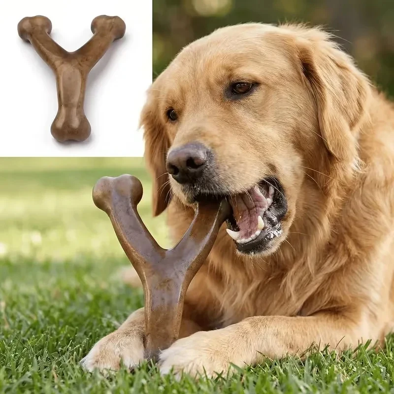 

Durable Dog Chew Toy Y-Shape Nylon Bone for Aggressive Chewers Tough Pet Teething Stick for Medium Large Dogs