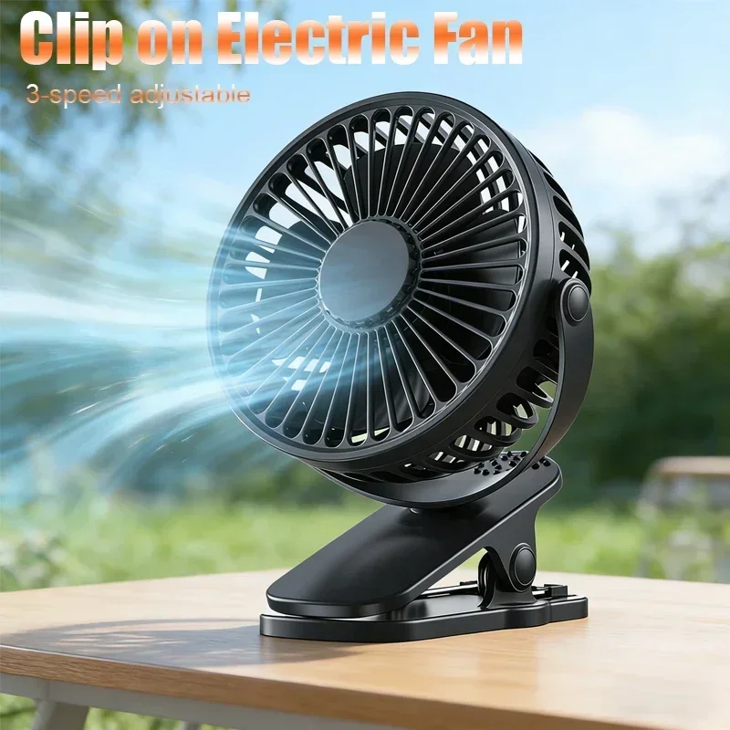 Portable Rechargeable Clip Fan 720° Rotatable Hanging Fan with Night Light Air Cooler for Outdoor Camping Ventilador