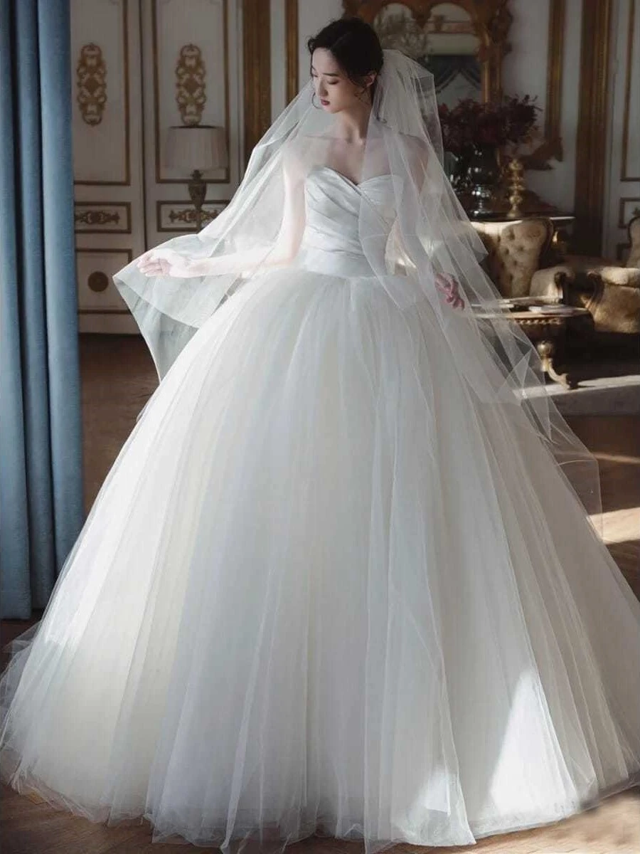 

Vintage Strapless Wedding Dresses Simple Pleat Robe Off Shoulder A-Line Bridal Gowns Sleeveless Ball Gown Customized A031