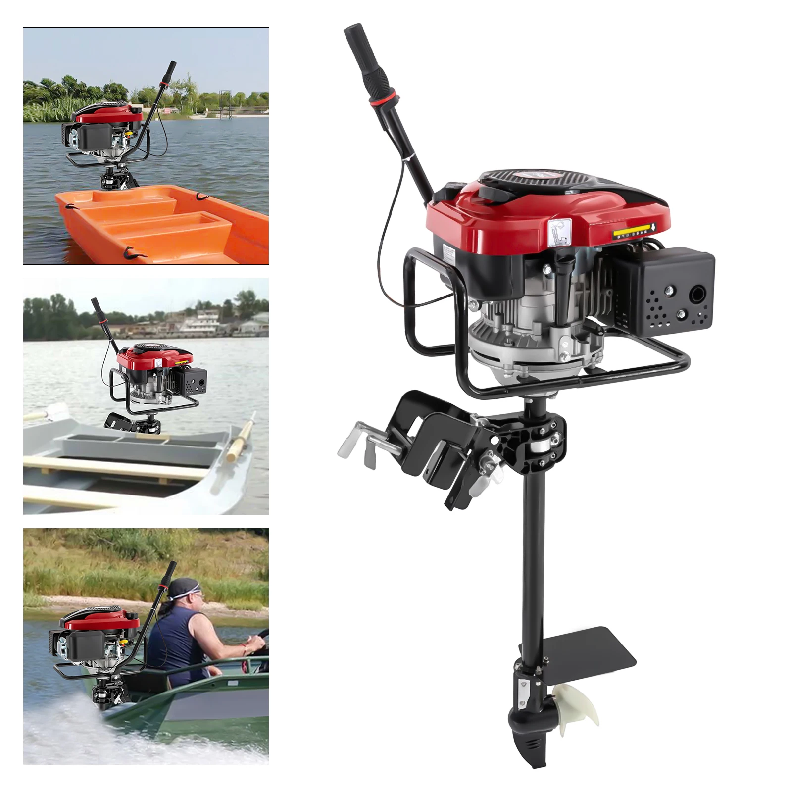 8HP 4 Stroke Heavy Duty Outboard Motor Boat Engine Air Cooling System for Small Fishing Boat Version