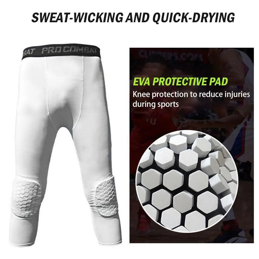 

1Pcs Sports Anti-collision Pants Basketball Men Fitness Training 3/4 S-XXXL Leggings Safety Crash Pant Honey Comb Knee Pad