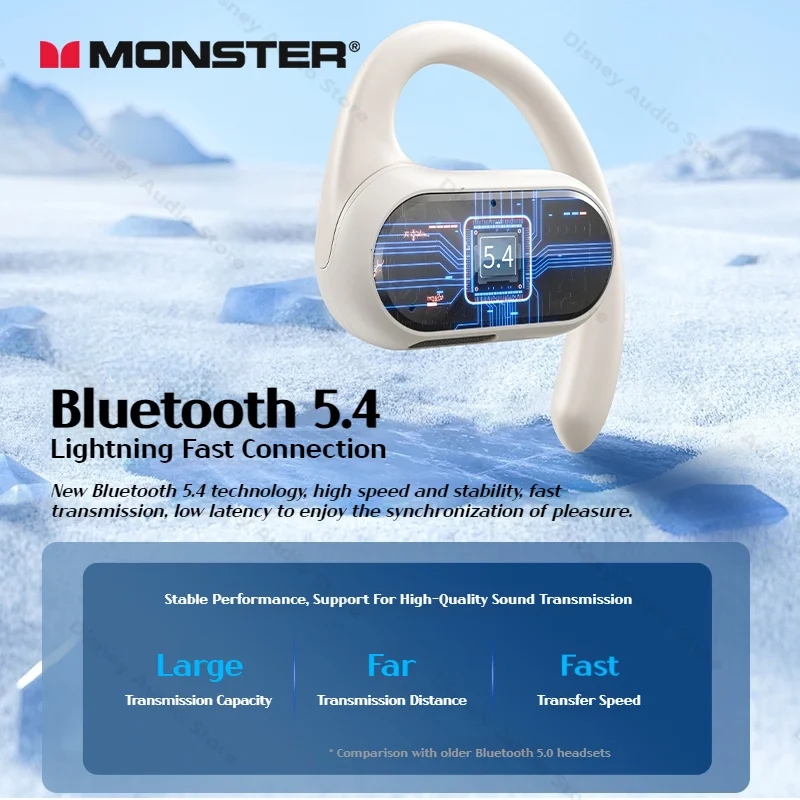 Monster OWS Wireless Bluetooth 5.4 cuffie auricolari sportivi a conduzione d\'aria Open Ear 31H ENC Noise Cancelling ganci per le orecchie IPX5