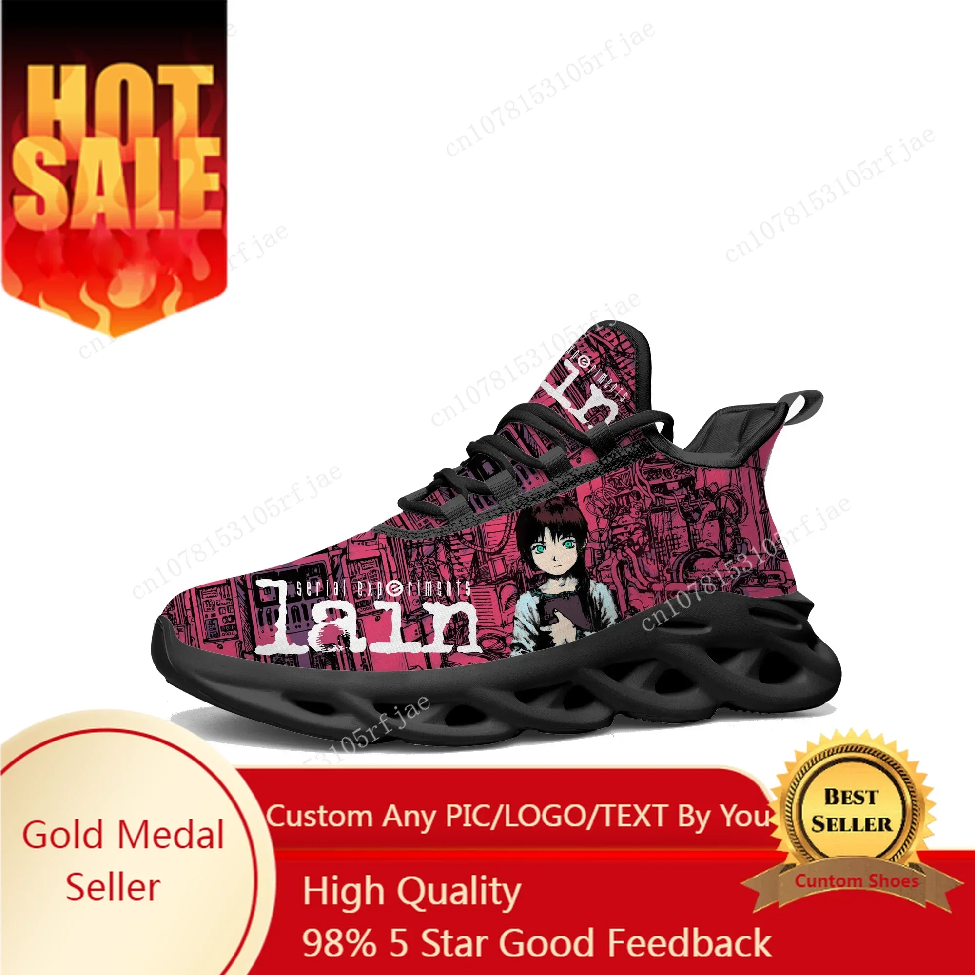

Serial Experiments Lain Flats Sneakers Hot Cartoon Game Mens Womens Sports Running Shoes Tailor Made Lace Up Shoes