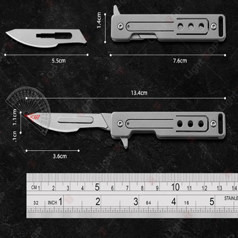 Stainless Steel Folding Pocket Knife  With 10 Replaceable Blades Sharp Surgical Mini Knife Multifunctional Cutting Knife Kit