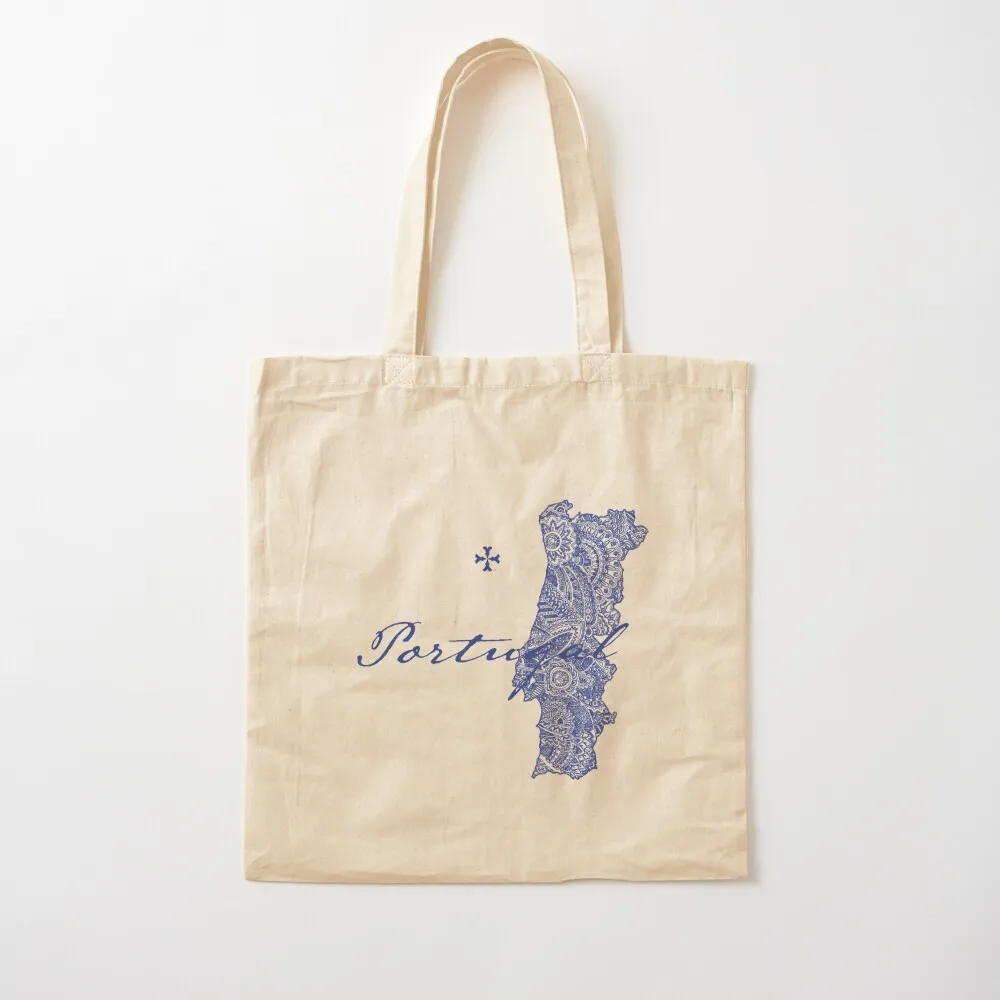 

Modern Blue Portugal and Portugal Country Shape Tote Bag woman shopping bag Canvas Tote Bag