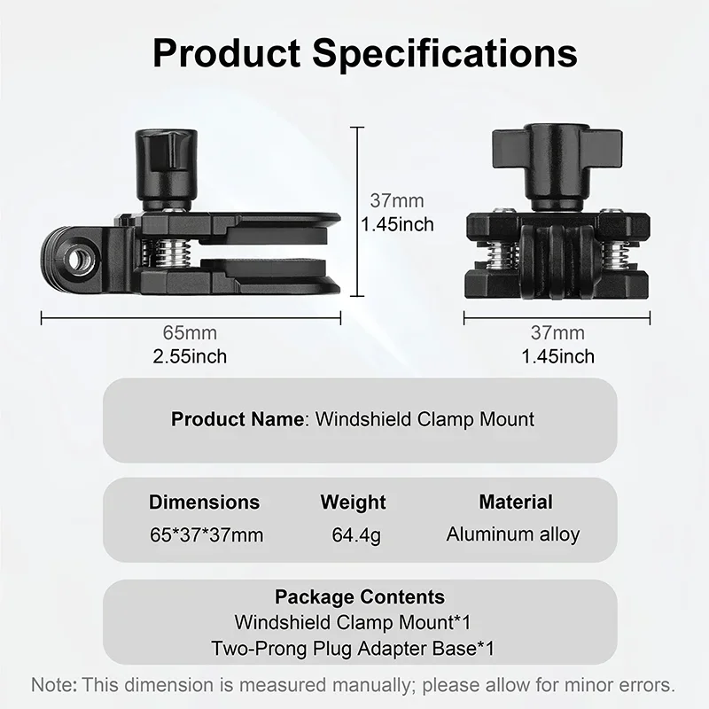 Aluminiowy uchwyt/mocowanie do szyby motocyklowej z klipsem do GoPro 13, Insta360 Ace Pro 2, DJI Osmo Nano/Action 5Pro/4/3 - akcesoria — zdjęcie produktu 5