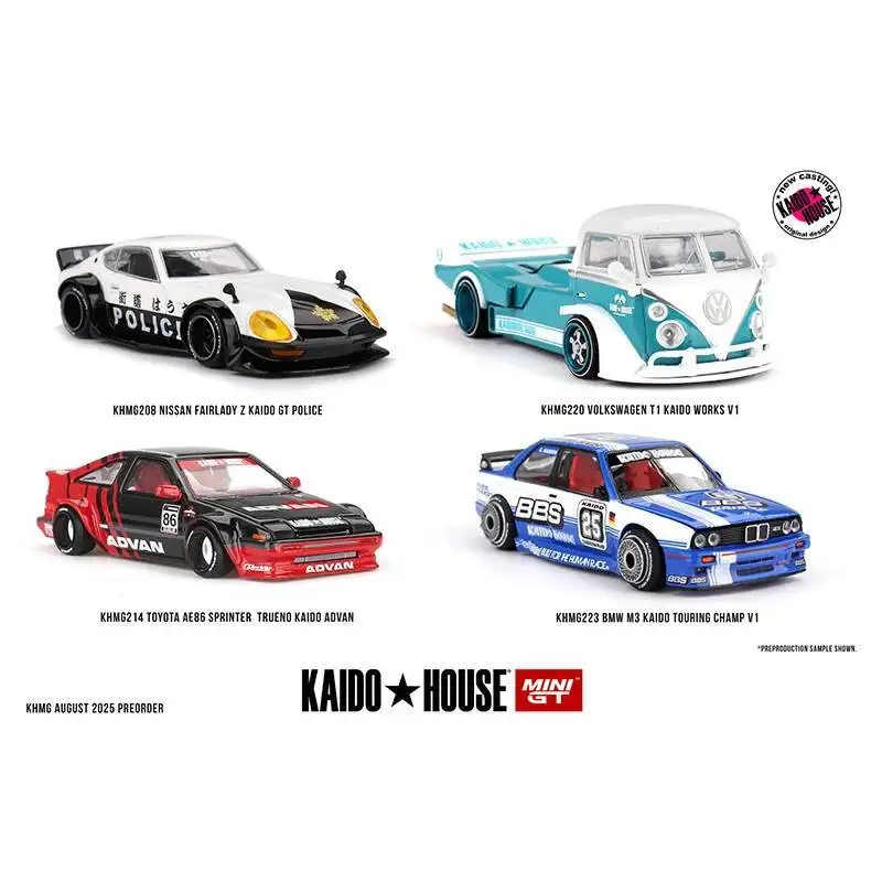 Pré-venda KHMG 223 1:64 BMW M3 Kaido Touring Champ V1 Modelo de carro Kaido House MINIGT Capô que pode ser aberto Diecast