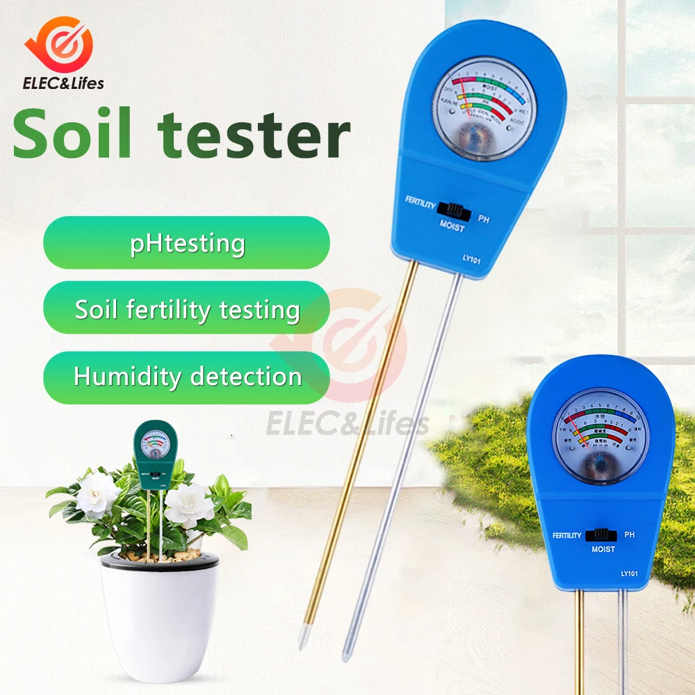 LY101 Soil PH Meter 3-in-1 Soil Tester Plant Moisture Fertility PH Detector Garden Soil Moisture Meter Soil Fertility Meter