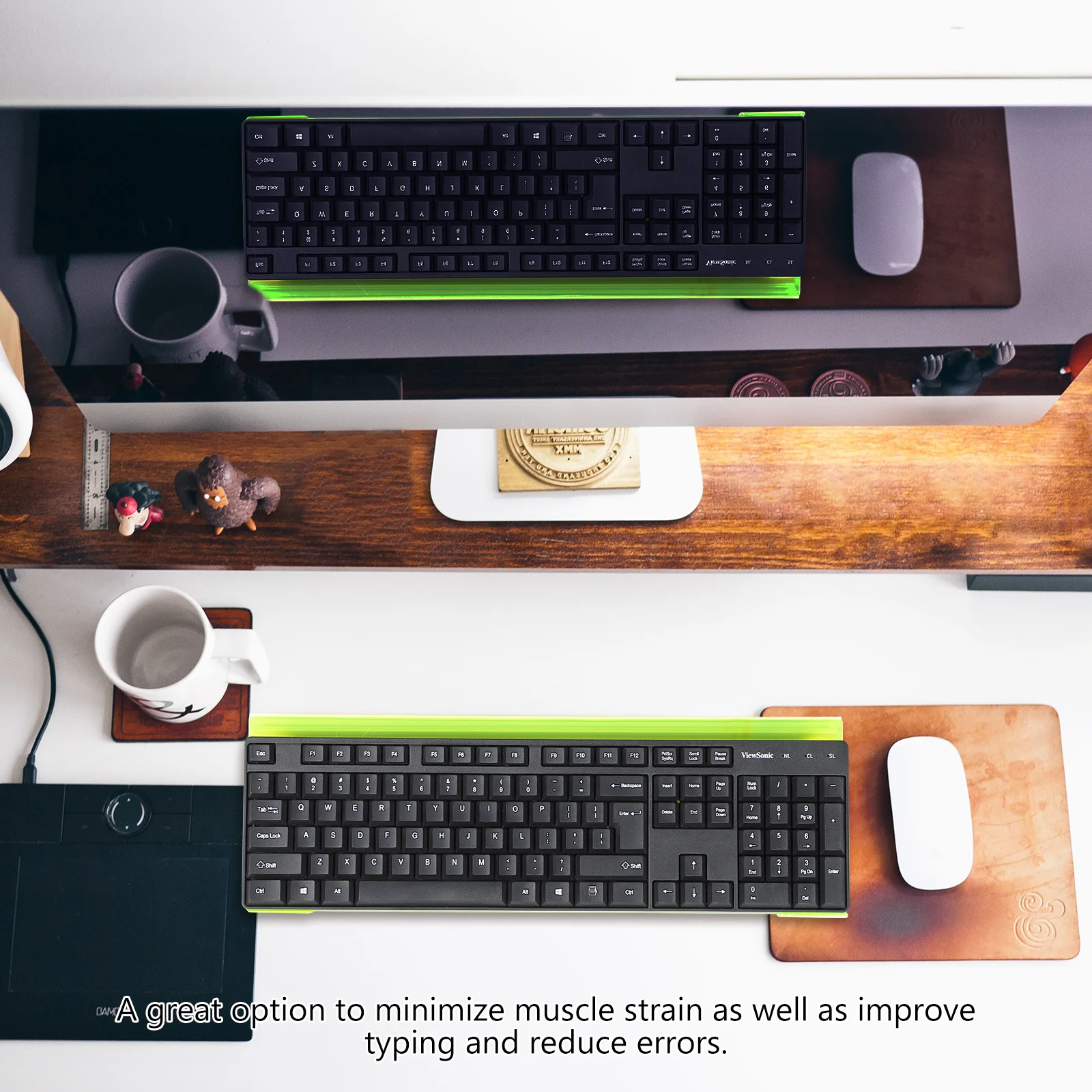 Support de clavier pour bureau, support de clavier réglable en acrylique pour ordinateur, inclinaison ergonomique, accessoire de bureau, support pour ordinateur portable