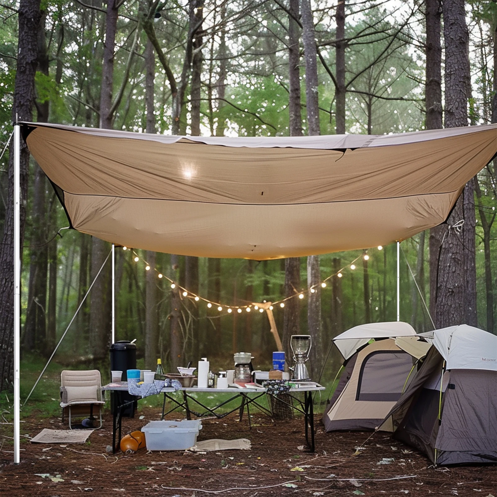 2,3 m verstellbare Camping-Planenstangen aus Aluminiumlegierung, teleskopierbar, tragbar, verstellbare Zeltstangen für Strand, Camping, Unterschlupf, Markise – Detail 20