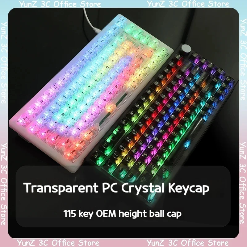 

115 Key Complete Set Of Colorful Keycaps Em Height Pc Transparent Keycaps Gaming Mechanical Keyboard Keycaps