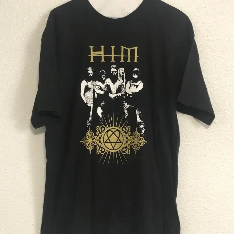 Vintage HIM Goth Metal Band tee Heartagram Rare H I M T Shirt Y2K 2005 20x30