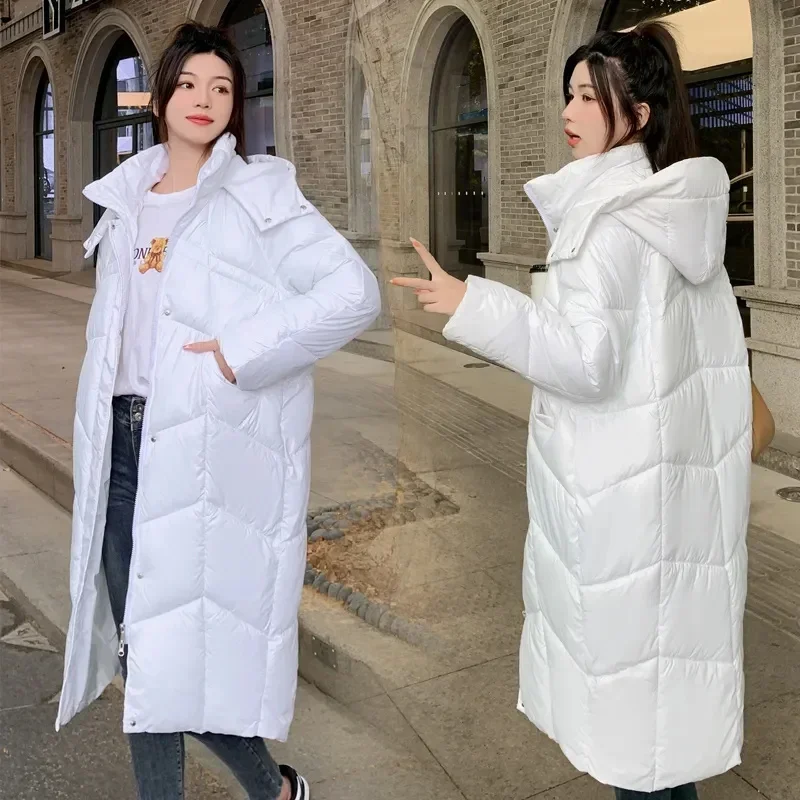 QWER Women Winter Jacket 2023 New Women Cotton Padded Jacket Korean Loose Hooded Cotton Coat Long Parkas Loose Oversize Outwear