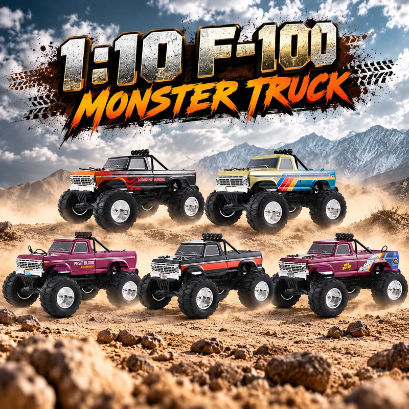 FMS NEW 1/10 F100 RC Monster Truck RWD Brushless 55KM/H High Speed Drift Car Off-Road Vehicle Enthusiasts Cost-Effective RC Toy