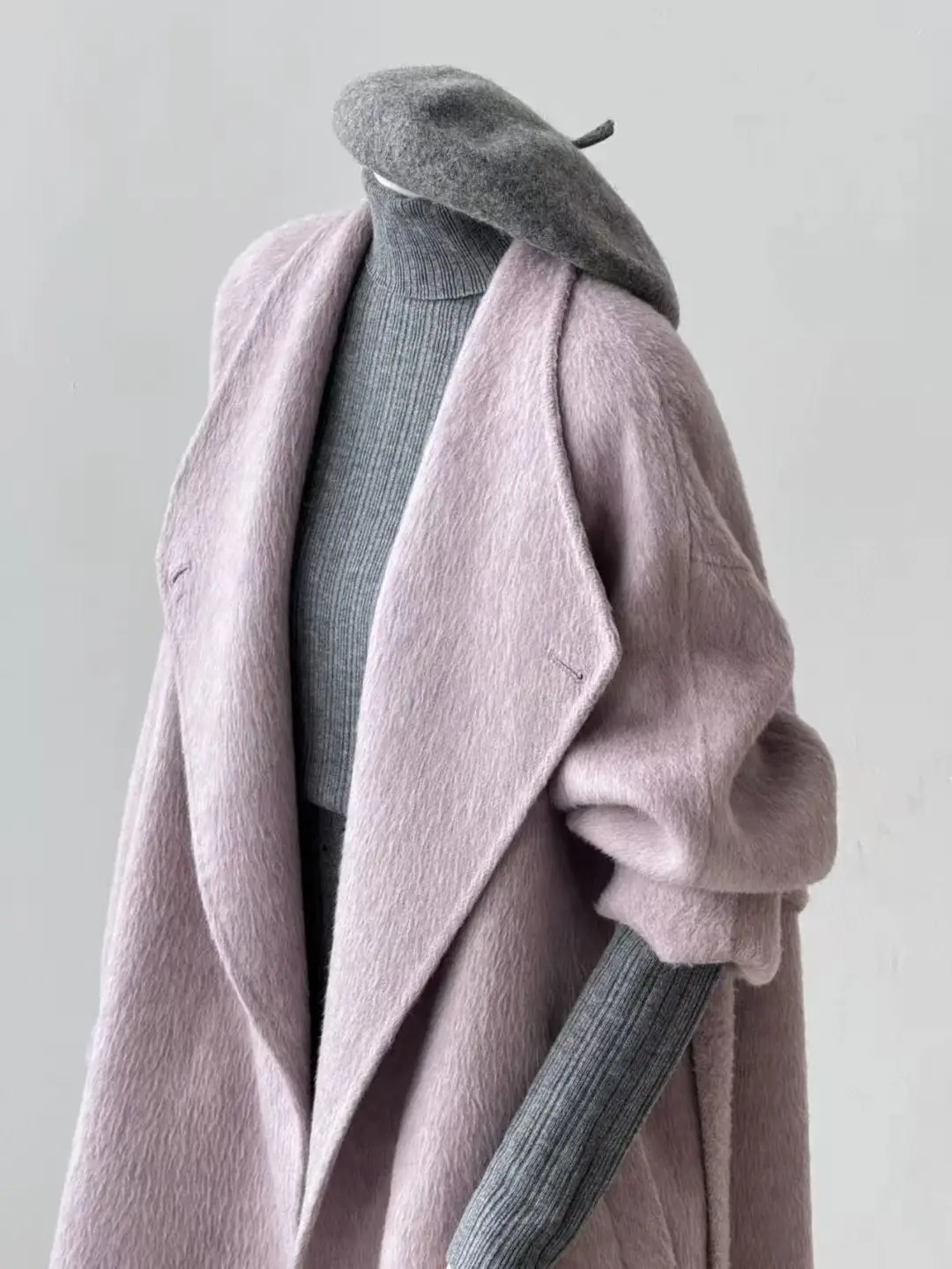 2025 Fashionable Women's Woolen Overcoat Loose Fit Round Neck Multi-Color Autumn/Winter Double-Sided Wool